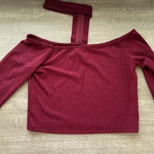 F21 Wine Red Chocker Off The Shoulder Top
